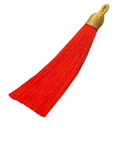 DIY Accessories 8cm Ribbon Flowing Tassel Threaded Bookmark Pendant Tassel Gold Hat Polyester Ice Silk Coiled Ribbon Tassel