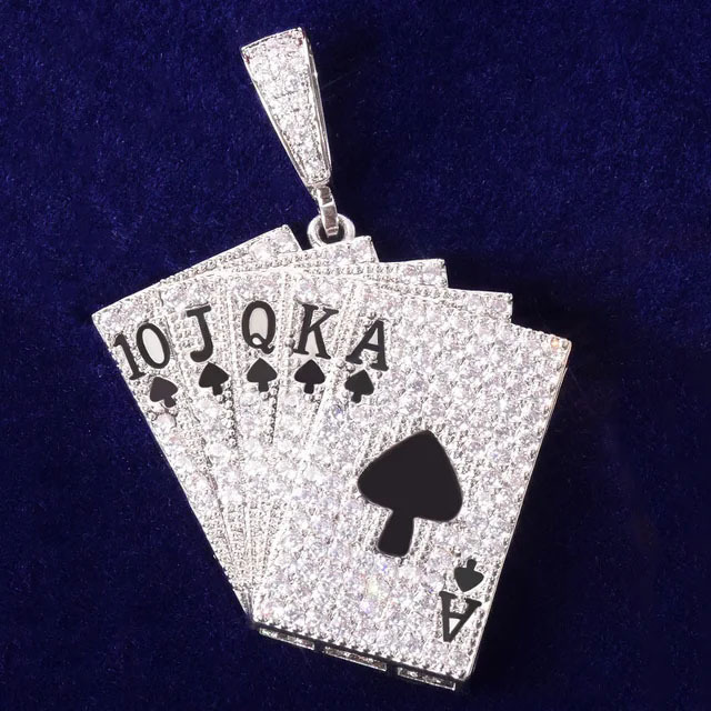 Europa y América Hip-Hop bronce de piedra Flush Flush Poker Colgante de moda para hombres Personalidad Joyas de moda personalizados