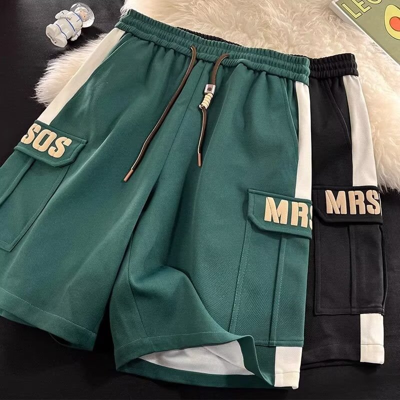 Pantalones cortos deportivos compactos para hombres de verano marca de moda retro espuma impresa pantalones casuales pantalones cortos sueltos de cinco puntos