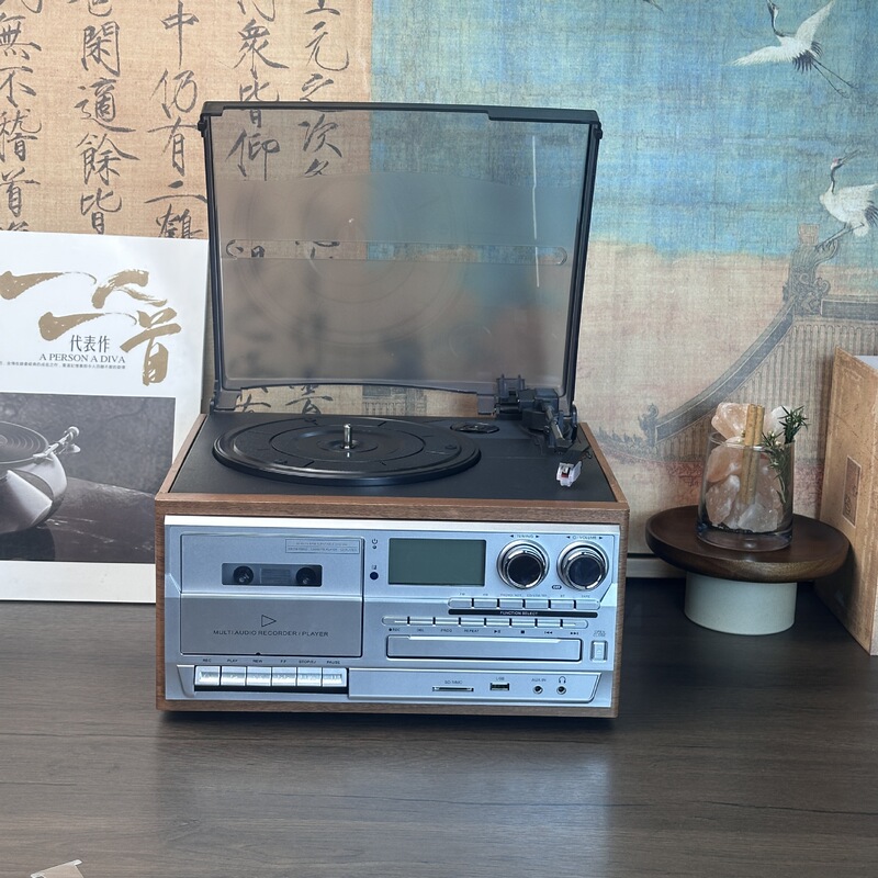 レトロビニールレコードプレーヤー CD プレーヤー昔ながらのテーププレーヤー FMAM ラジオデスクトップ Bluetooth スピーカーアマゾン外国貿易|undefined