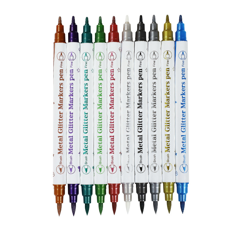 Línea de gancho de color de pluma de tatuaje temporal de cabeza suave transfronteriza DIY nuevo multifuncional pluma de tatuaje de doble cabeza fábrica al por mayor