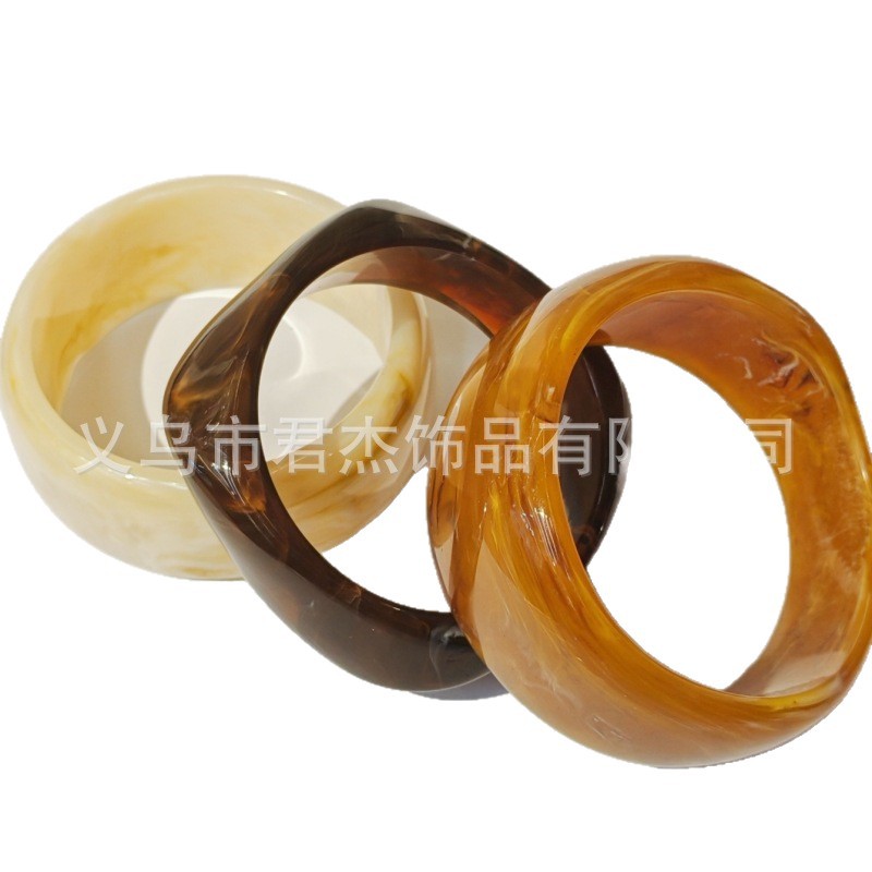 Cross-Border Irregular Resin Bracelet Set Niche Design European and American Exaggerated Bracelet High-End Non-Fading Wide Bracelet 5