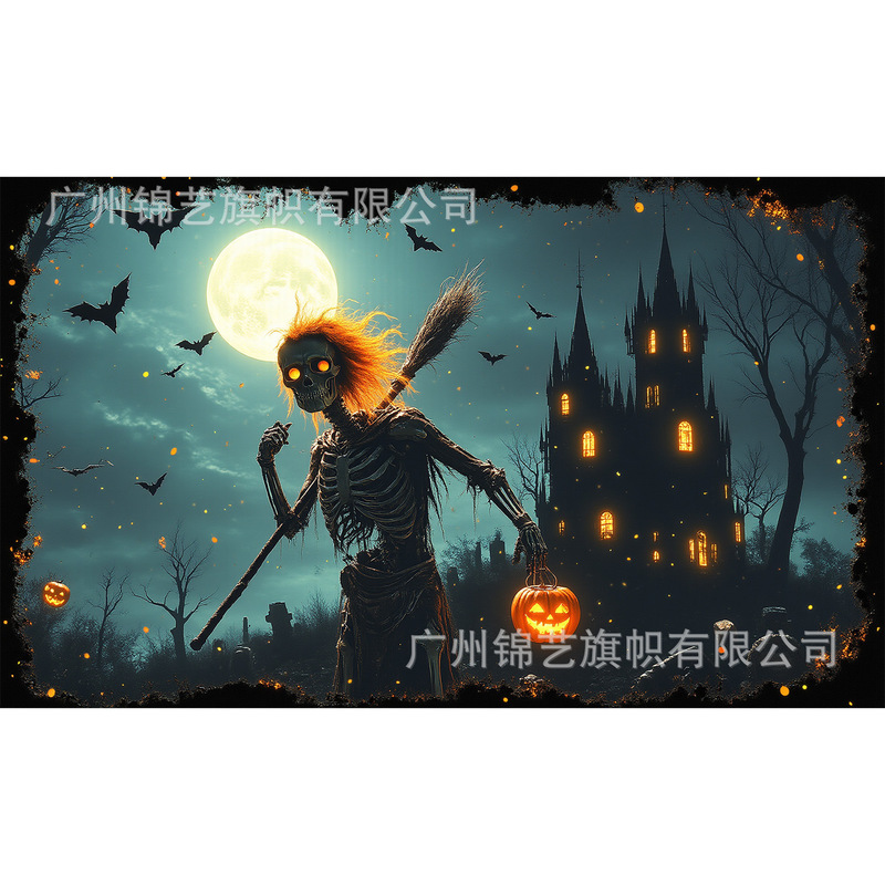 国境を越えた新しいハロウィーン背景布Happy hallowen祭り装飾旗の雰囲気感配置パーティー|undefined