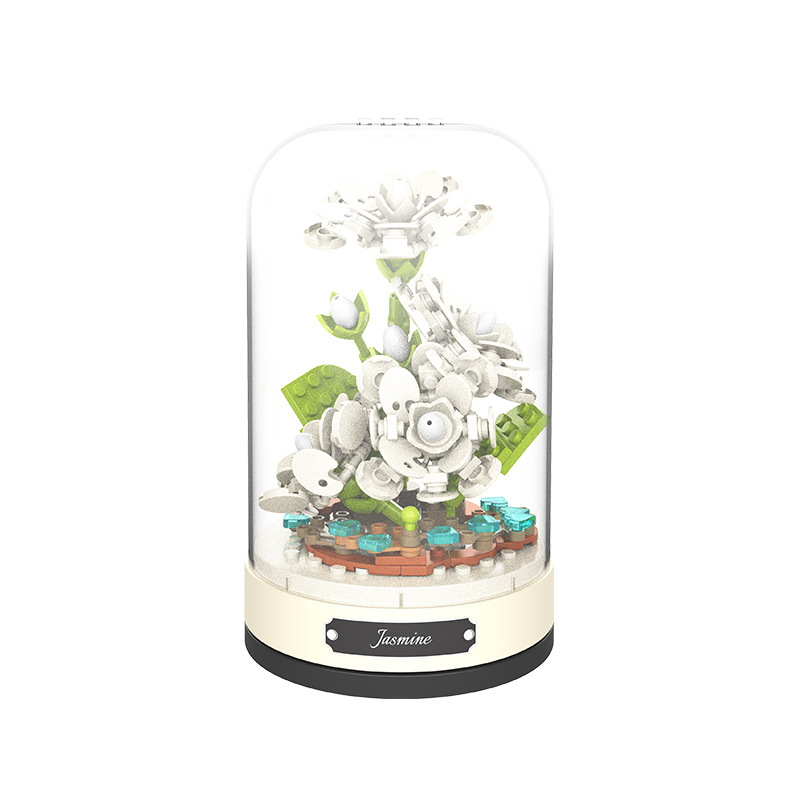 Jiaqi JK2675-78 bloques de construcción flor caja de música chica Día de San Valentín regalo romántico montado DIY bloques de construcción adornos