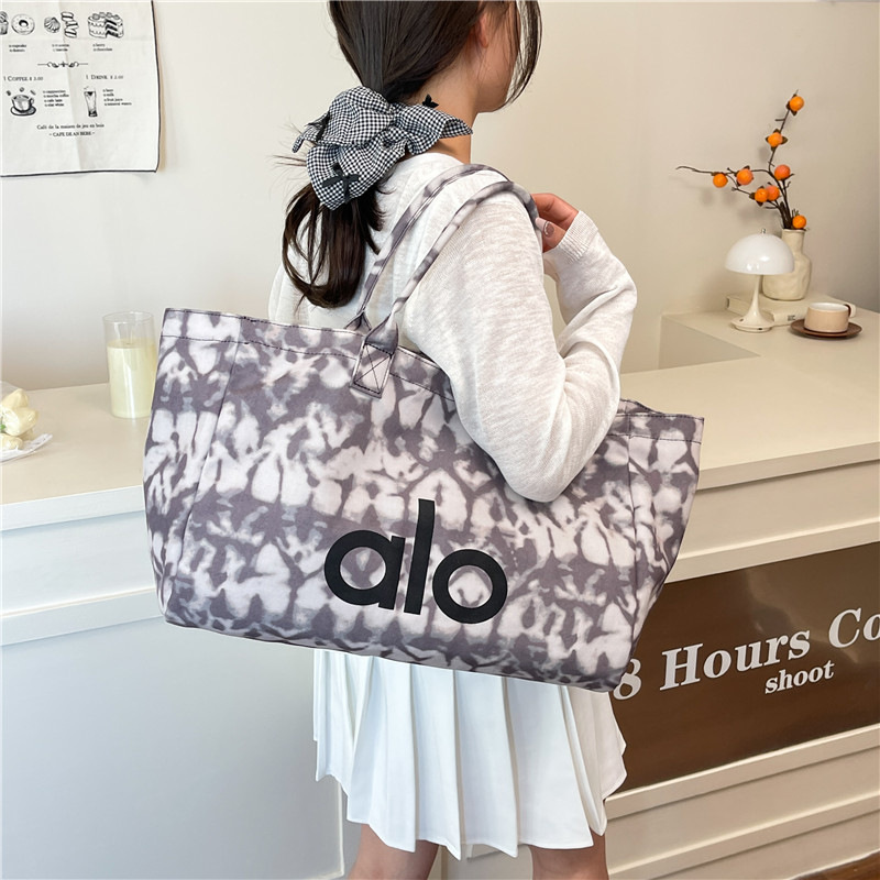 Alo Yoga White Tote Shoulder Bag Canvas Bag Unisex Large Capacity Shopping Bag Sports Fitness Bag Alo Yoga White Tote Shoulder Bag Canvas Bag Unisex Large Capacity Shopping Bag Sports Fitness Bag