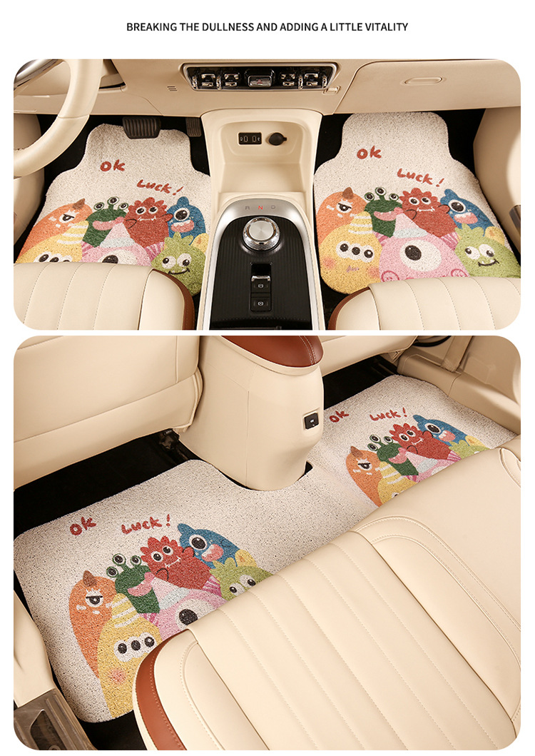 Cartoon silk circle car mat cartoon cute car mat floor mat non-slip goddess car anti-dirty foot mat universal single piece