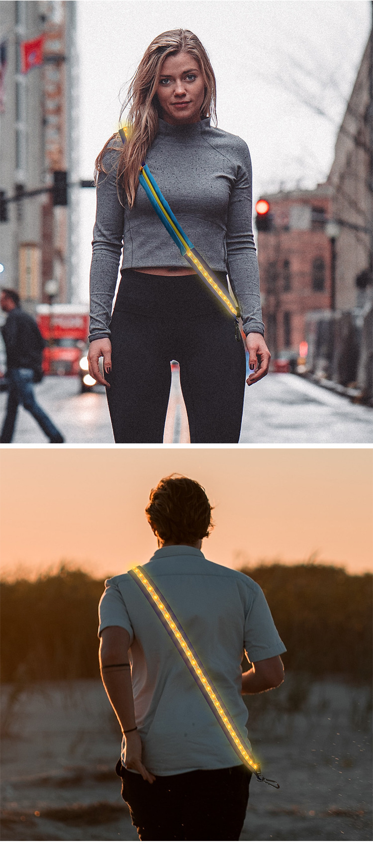 USB绳灯发光腰包跨肩带