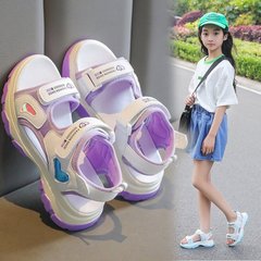 子供サンダル女の子靴夏 2025 新しいファッションプリンセスシューズ中大型子供ノンスリップソフト底スポーツビーチシューズ