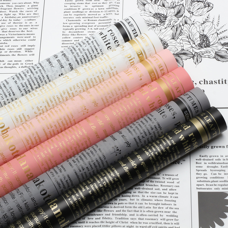 Huaxi Herbal Plant Papel de embalaje de flores Impresión en inglés Paquete de regalo mate impermeable Papel de flores Florería Materiales de ramo