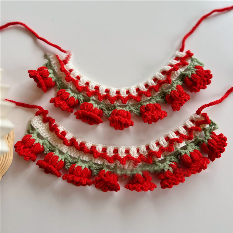 Pet tejer orquídeas toallas de saliva para gatos perros ins viento collar adornos de fotos