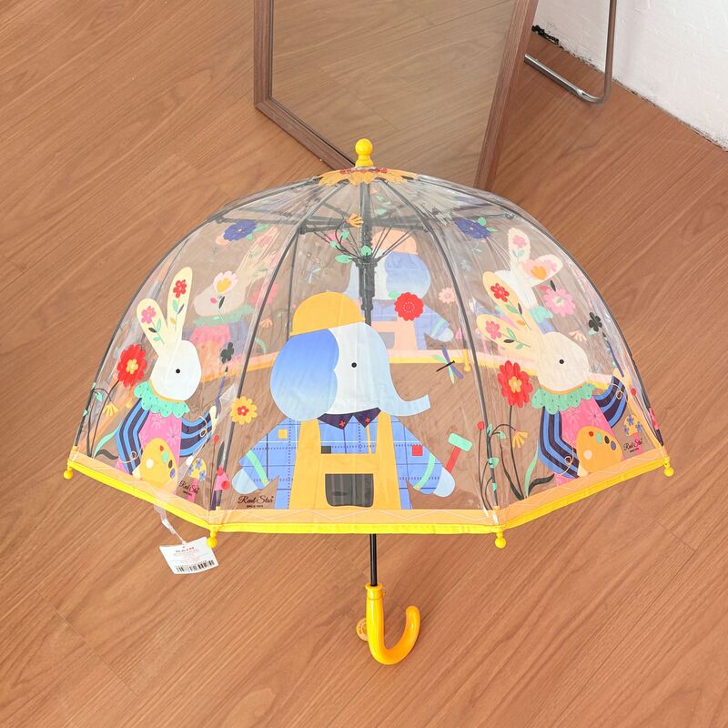 Cute Thickened Manual Open Long-Handle Umbrella for Children in Kindergarten and Elementary School, Transparent Umbrella for Boys and Girls