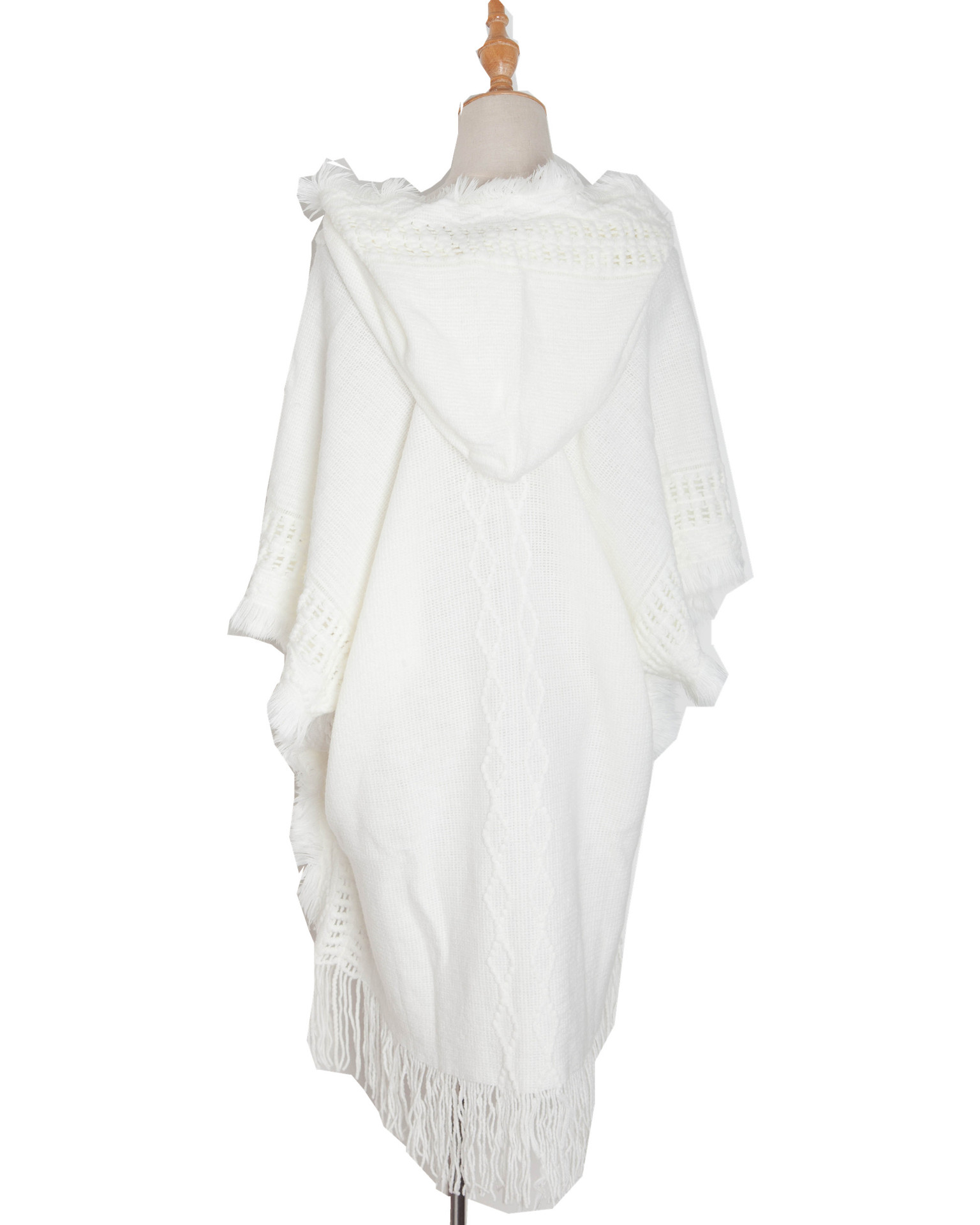 Unisex plášť Jarní a zimní pletený plášť s kapucí a knoflíky pro větší velikosti_voghion.com