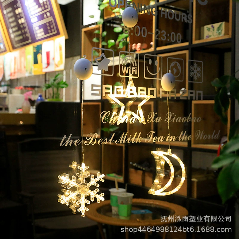 Светодиодный рождественский наряд светильник присоски снеговик колокольчик звезда витрина магазина рождественская атмосфера украшения подвесные огни