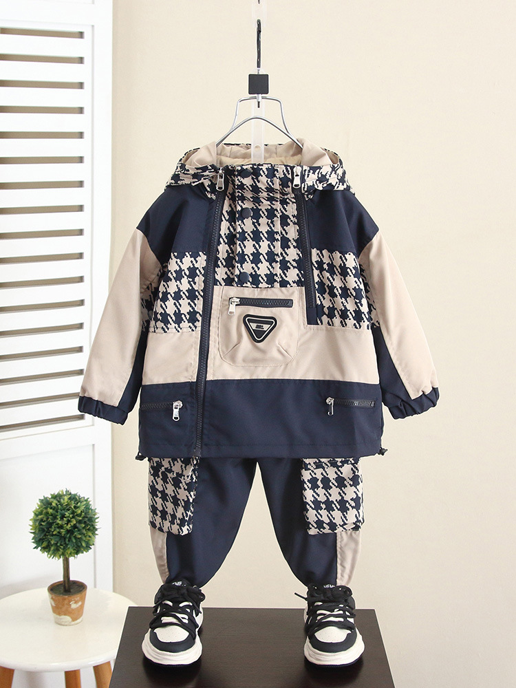 6204 traje de chaqueta para niño 2025 primavera y otoño nuevo estilo ropa para niños abrigo de otoño mono para bebé de dos piezas