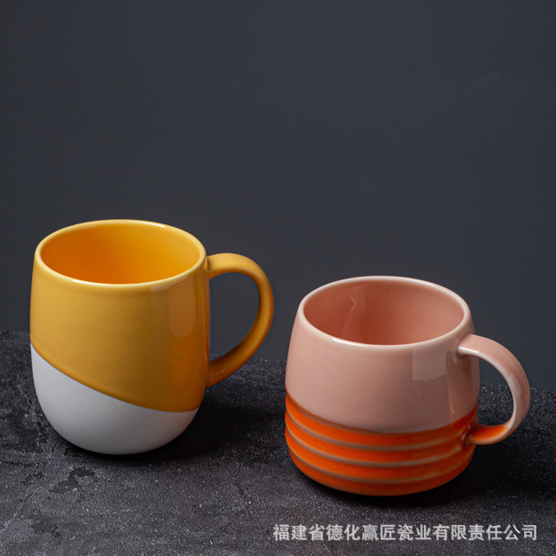 Taza de cerámica retro Taza transfronteriza Taza de té de la tarde simple de estilo japonés Juego creativo de tazas y platillos de café de gres