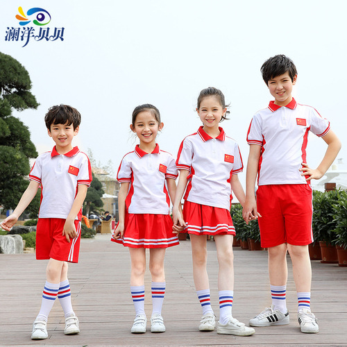 School uniforms for primary and secondary students, class uniforms, sports sets, short-sleeved blue school pants, kindergarten school uniforms, summer outfits, class uniforms, wholesale
