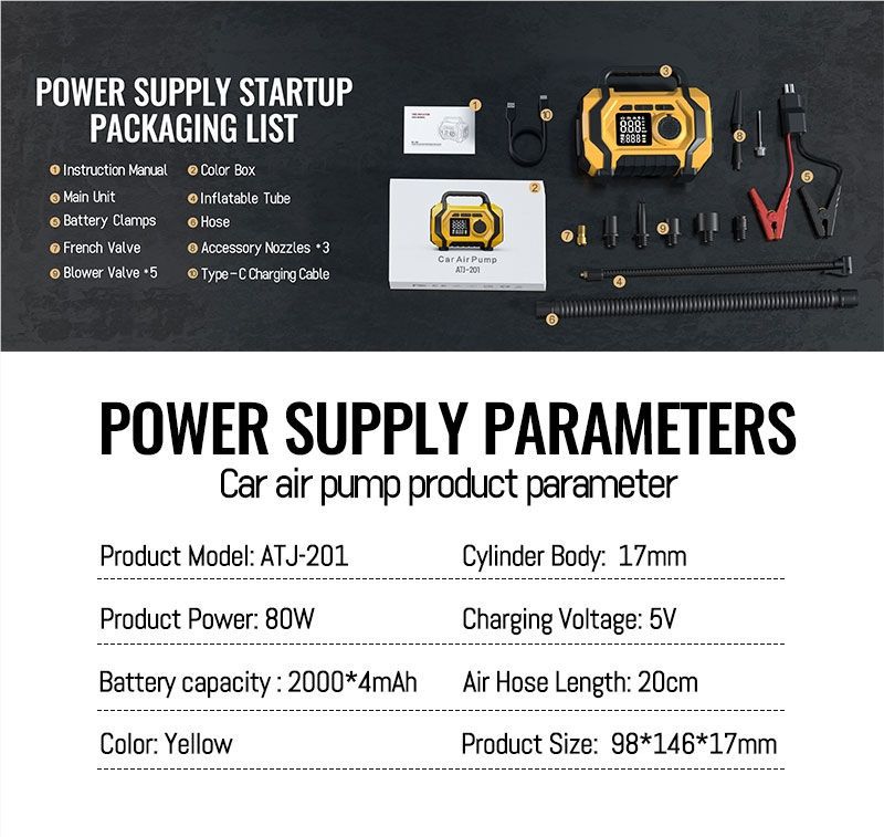 Emergency Start-Up Power Supply, Strong Start-Up Generator, Large-Capacity Vehicle-Mounted All-In-One Unit, Emergency Ignition, Power Supply, and Air Pump