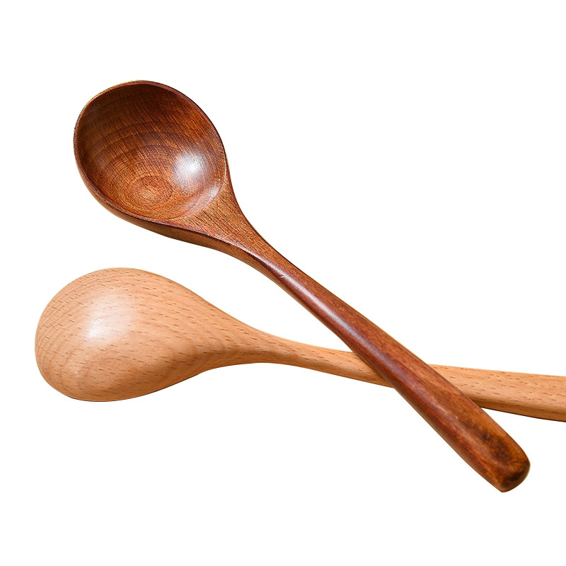 Cuchara de madera al estilo japonés Cuchara de sopa de madera de mango largo Cuchara de sopa para el hogar Ramen Cuchara de madera pequeña al por mayor de alto valor