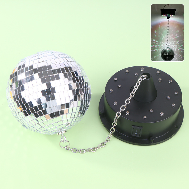遥控迪斯灯舞台音控电机旋转带蓝牙音响圣诞玻璃镜片台面镭射球灯