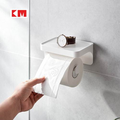 Japanese-style bathroom roll paper holder toilet paper towel holder punch-free mobile phone toilet paper holder paper box toilet paper storage rack