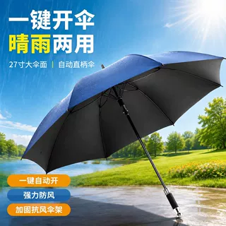 全纤维黑胶劳斯莱斯伞防紫外线商务长柄伞自动广告伞现货户外大号