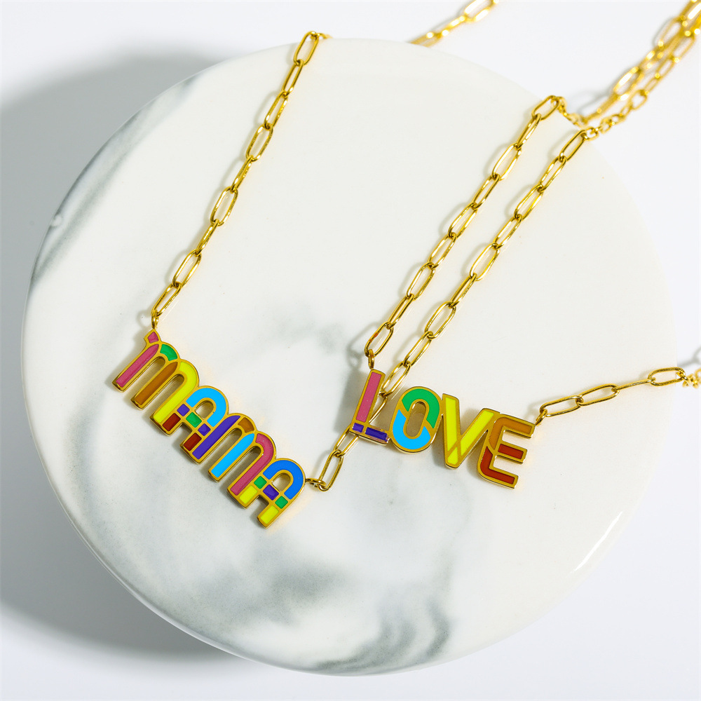 1 Piece Fashion MAMA Letter Titanium Steel Plating Necklace_colorza_2