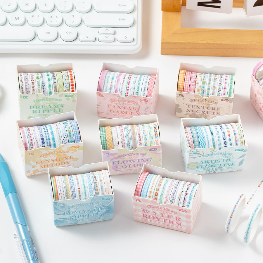 Нежный оттенок и бумажная лента для основы ручная коробка 10 втягивание в чрезвычайно тонкую 0,5 см разделочная линия клейкая лента канцелярская наклейка