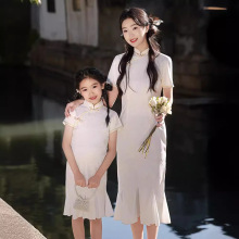亲子装旗袍 母女装夏季中国风连衣裙女童裙子新款旗袍连衣裙