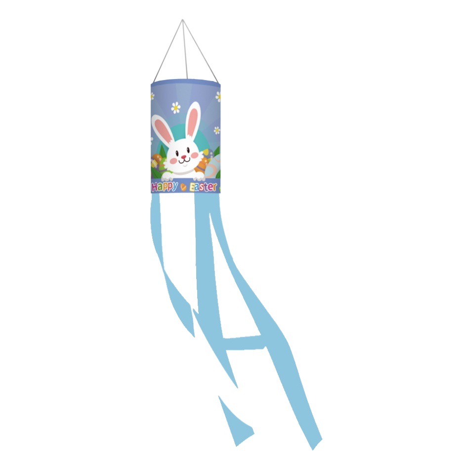 Bandera de cilindro de viento de Pascua transfronteriza nueva bandera de viento al aire libre dibujos animados creativos impresos bandera colgante decoraciones de Pascua