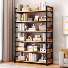 书架落地储物架子简易钢木货架收纳架客厅家用多层书柜铁艺置物架