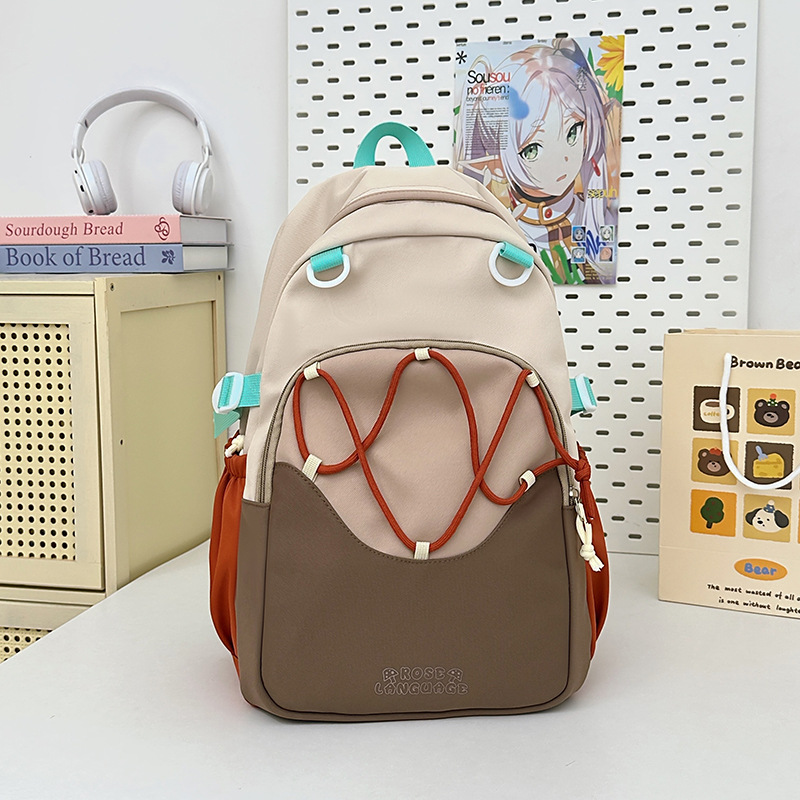 Mochila escolar de todo fósforo para niña fresca, salida de primavera, mochila ligera y pequeña, mochila de estudiante de color de contraste, mochila escolar