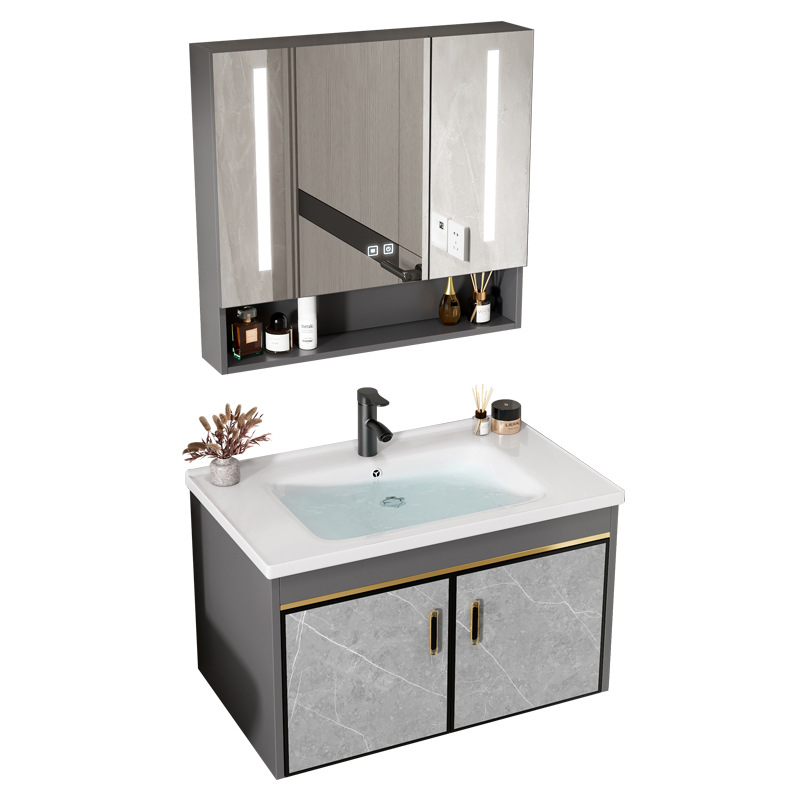 Ultra estrecho de largo 40cm de ancho espacio de aluminio gabinete de baño combinación de lavabo tipo hogar pequeño lavabo
