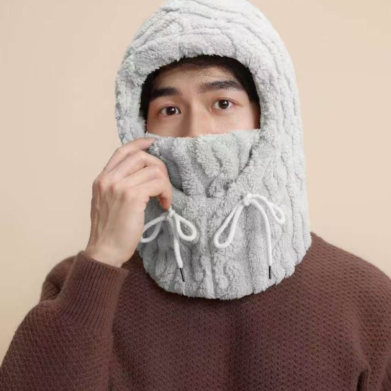男士冬季帽子围巾一体男防寒保暖毛绒围脖冬天耳罩男生三件套手套|undefined