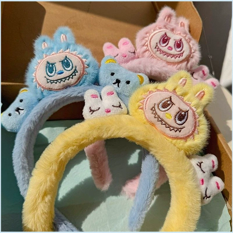 2025 Новый уродливый кукольный ободок с милым мультяшным лицом, забавный аксессуар для волос Labubu, ободок для женщин