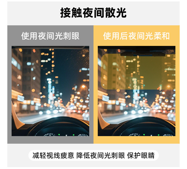 Car Day and Night Dual-Use Driver Night Vision Anti-Glare Glasses, Car Sunshade Blocking Mirror, In-Car Anti-High Beam Light Goggles