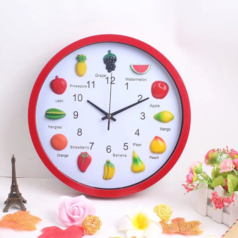 Reloj de pared estéreo fruta salón Reloj de pared dormitorio mudo creativo Reloj de pared hogar reloj de cuarzo al por mayor