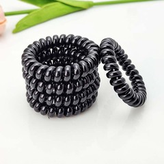韓版加粗電話線發圈女黑色高彈力頭繩彈簧圈皮筋髮飾廠家批發