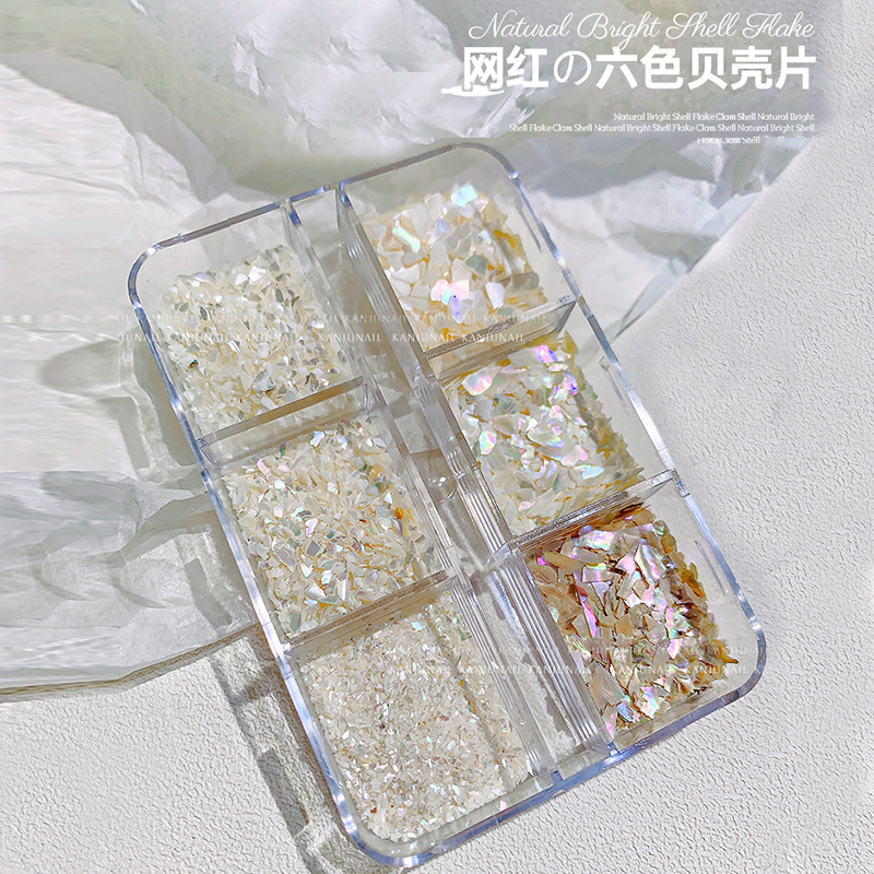 Online celebrity nail art magic color shell piece boxed mixed magic color natural ultra-thin irregular shell fragment nail art jewelry
