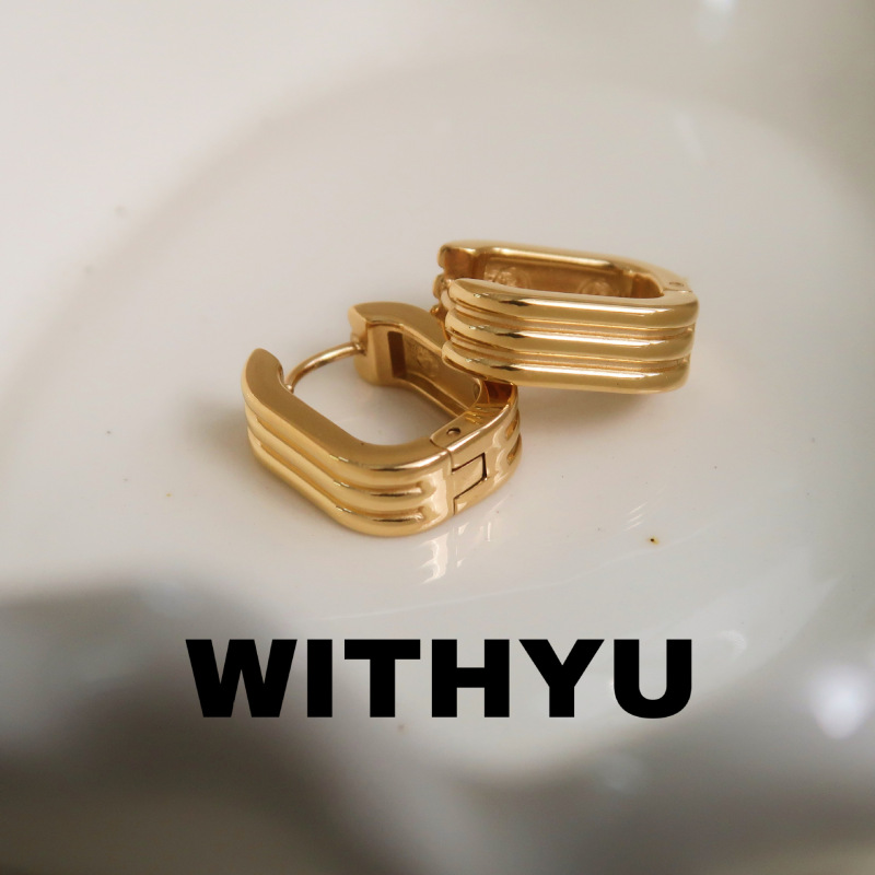 Yu Earrings Square Casual Earrings Light Luxury Versatile Titanium Steel Stainless Steel Earrings Coil Temperament Foreign Trade Cross-Border Straight Yu Earrings Square Casual Earrings Light Luxury Versatile Titanium Steel Stainless Steel Earrings Coil Temperament Foreign Trade Cross-Border Straight
