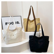 大容量托特帆布包上班外出高颜值通勤百搭文艺学生装书单肩布袋包