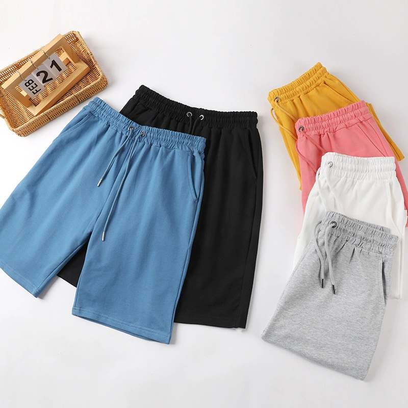 Летние однотонные шорты из махровой ткани, повседневные, простые, для пар и семейных образов, с возможностью нанесения принтов и графики.