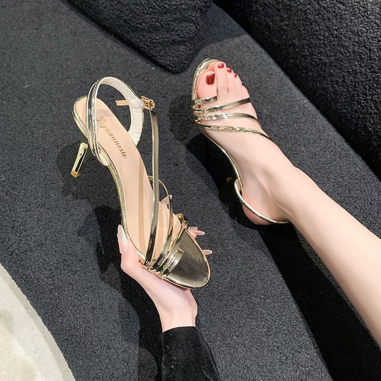 Golden summer belt with a strap, sandals