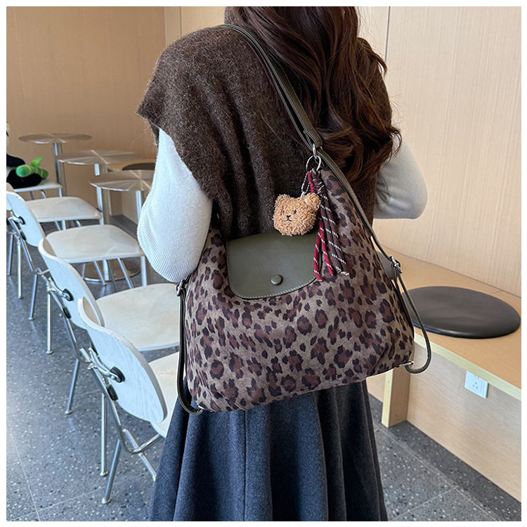 Túi xách nữ đeo vai cỡ lớn , túi xách tay đi làm chất liệu nhung nhung mềm — Bông tuyết nâu Leopard, Quân xanh da báo điện màu, Quân đội xanh, màu cà phê chi tiết 22