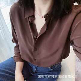 时髦新色早春洋气苹果绿法式优雅简约气质经典桑蚕丝真丝长袖衬衫