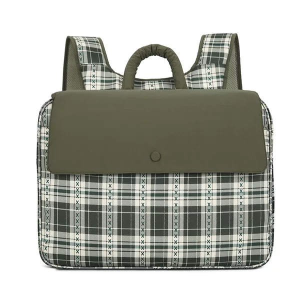 Cross-Border Fresh Style Plaid Patchwork Stationery Pencil Case Storage Bag Student Laptop Bag Backpack 16inch