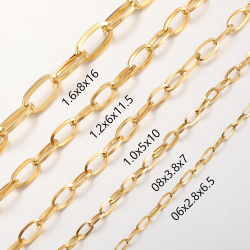 Vacuum electroplating 18k gold stainless steel square wire O-shaped chain diy bracelet necklace material jewelry loose chain accessories