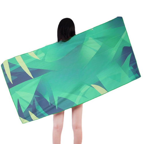 Ultra-fine Fiber Fleece Double-Side Beach Towel Quick-Dry Absorbent Printed Beach Bath Towel Swimming Sunshade Scarf