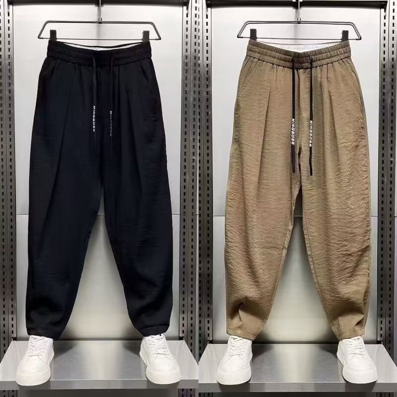 男士夏季裤子薄款大码宽松透气时尚百搭直筒休闲裤弹力速干运动裤