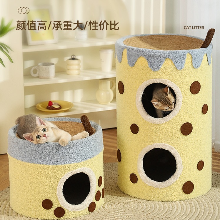 Cama para gatos de invierno caliente de doble capa para gatos jóvenes para dormir, cama para gatos de seda cerrada, casa segura para gatos y gatos, universal para todas las estaciones