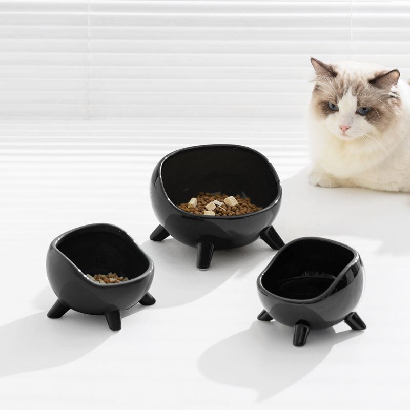 Cuenco de gato de cerámica transfronterizo protector columna cervical tazón de comida para gatos tazón de arroz tazón de agua para perros suministros para mascotas antidetonantes